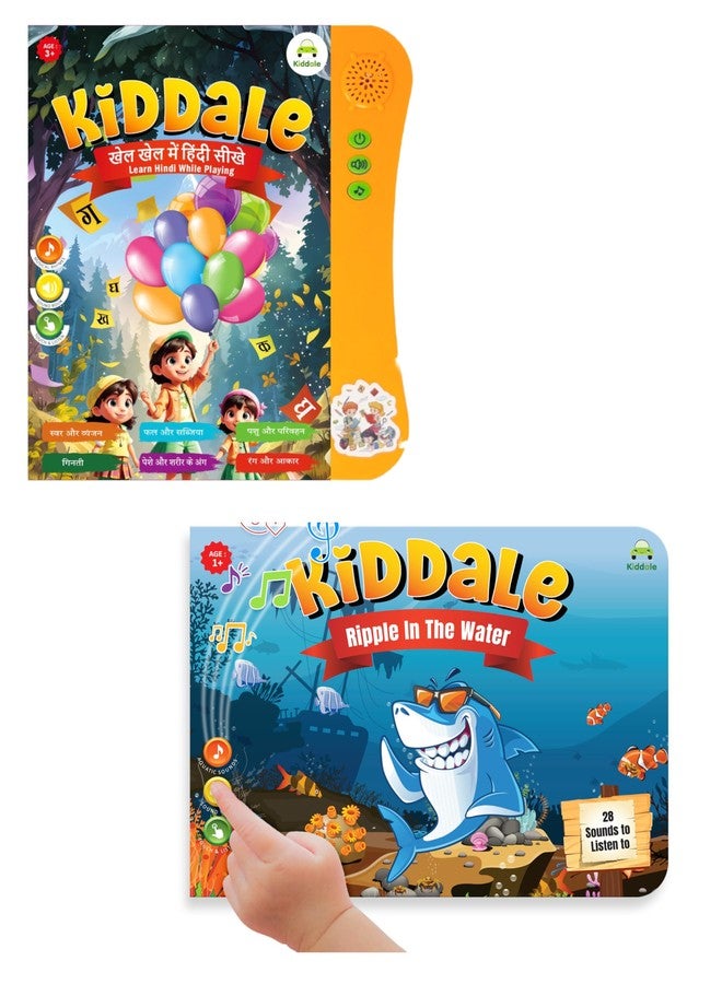 Kiddale Pack Of 2 Musical Sound Books - Khel Khel Me Hindi Sikho (Varnamala) & Ripple In The Water | Interactive Learning Books For Kids With Music & Sound, Multicolor - Image 2